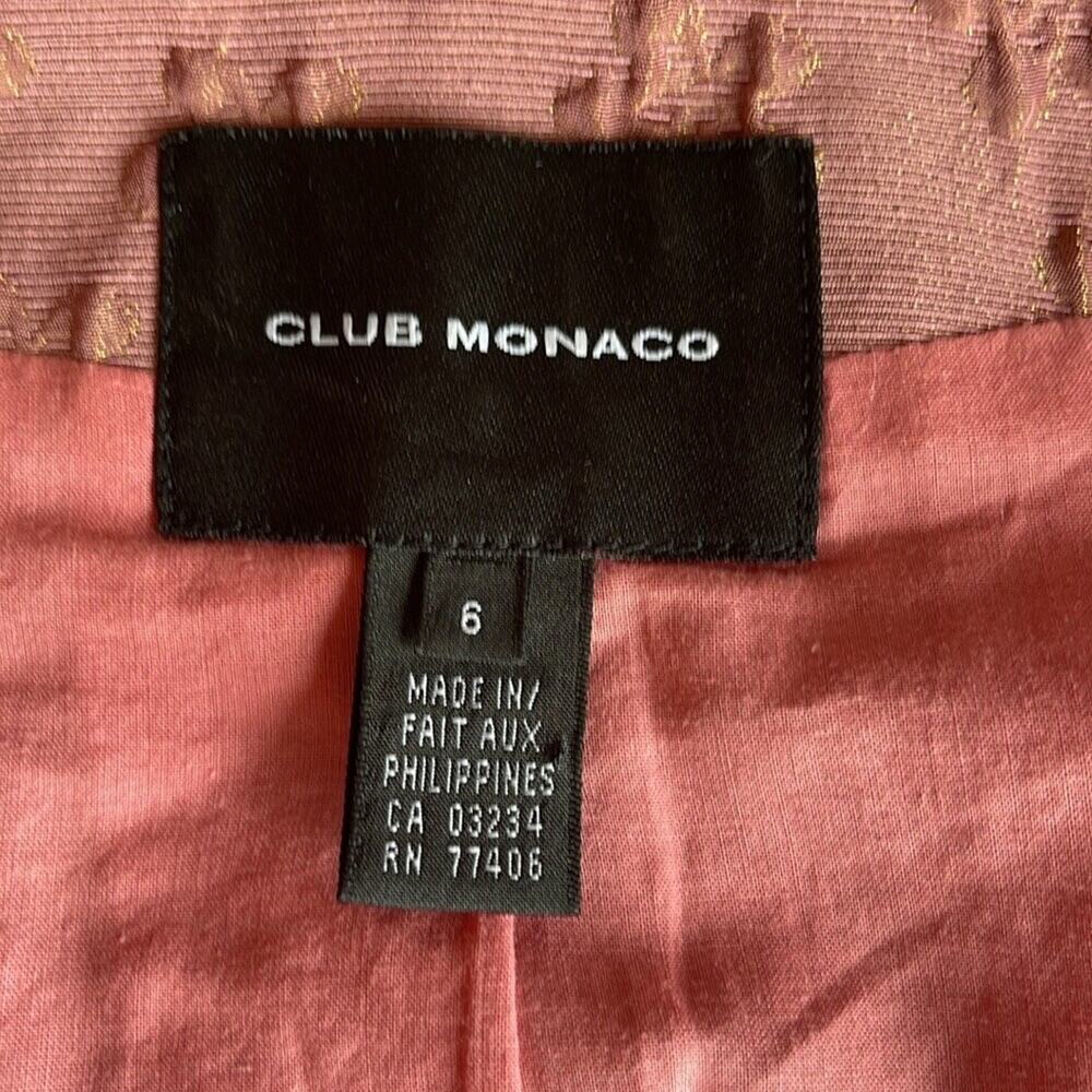 VTG Club Monaco Jacquard Lori Jacket Cropped Mauve Pink Sz 6 Old Money Preppy - Picture 5 of 13
